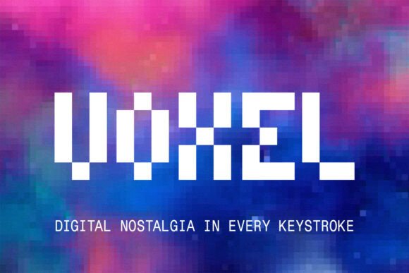 Voxel Pixel Font for Retro Craft Designs